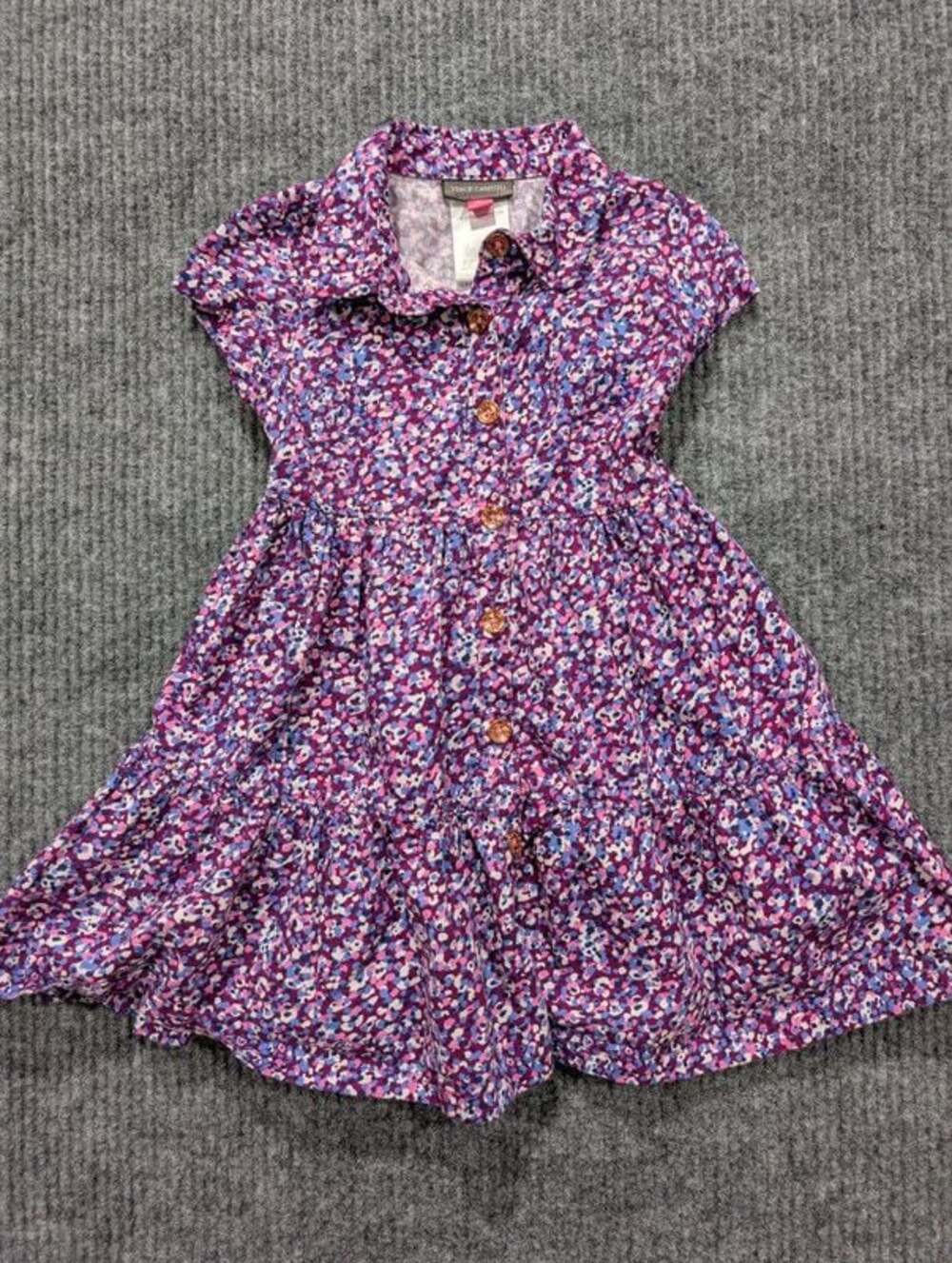 Vince Camuto Girls Purple Floral Button Down Dress 3T EUC